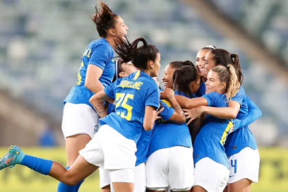 Seleção Brasileira Feminina comemoração Brasil x África do Sul