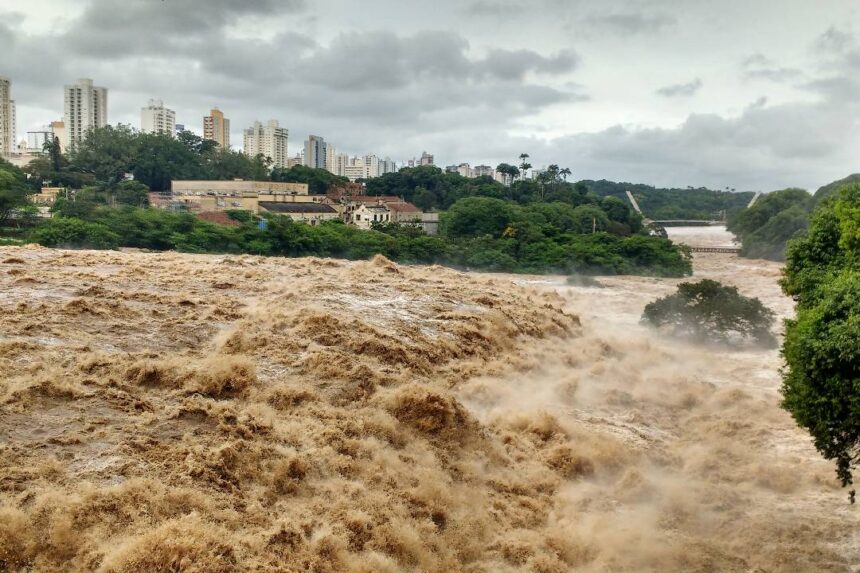 Chuvas na região: Rio Piracicaba chega a quase quatro metros -Foto: Divulgação Prefeitura de Piracicaba