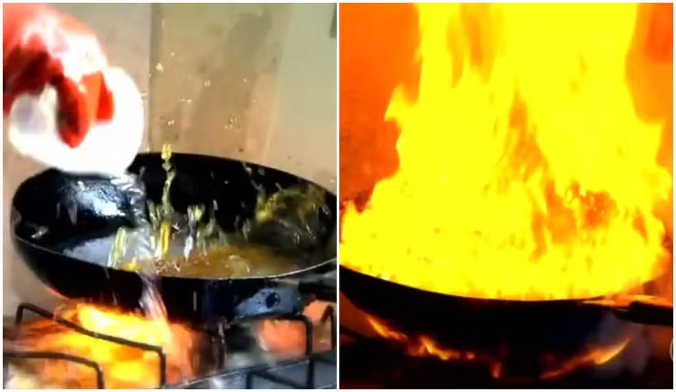 Água Fria e Óleo Quente: Entenda a Reação Química e Por Que Ela Pode Ser Tão Perigosa — Foto: Reprodução/TV Globo